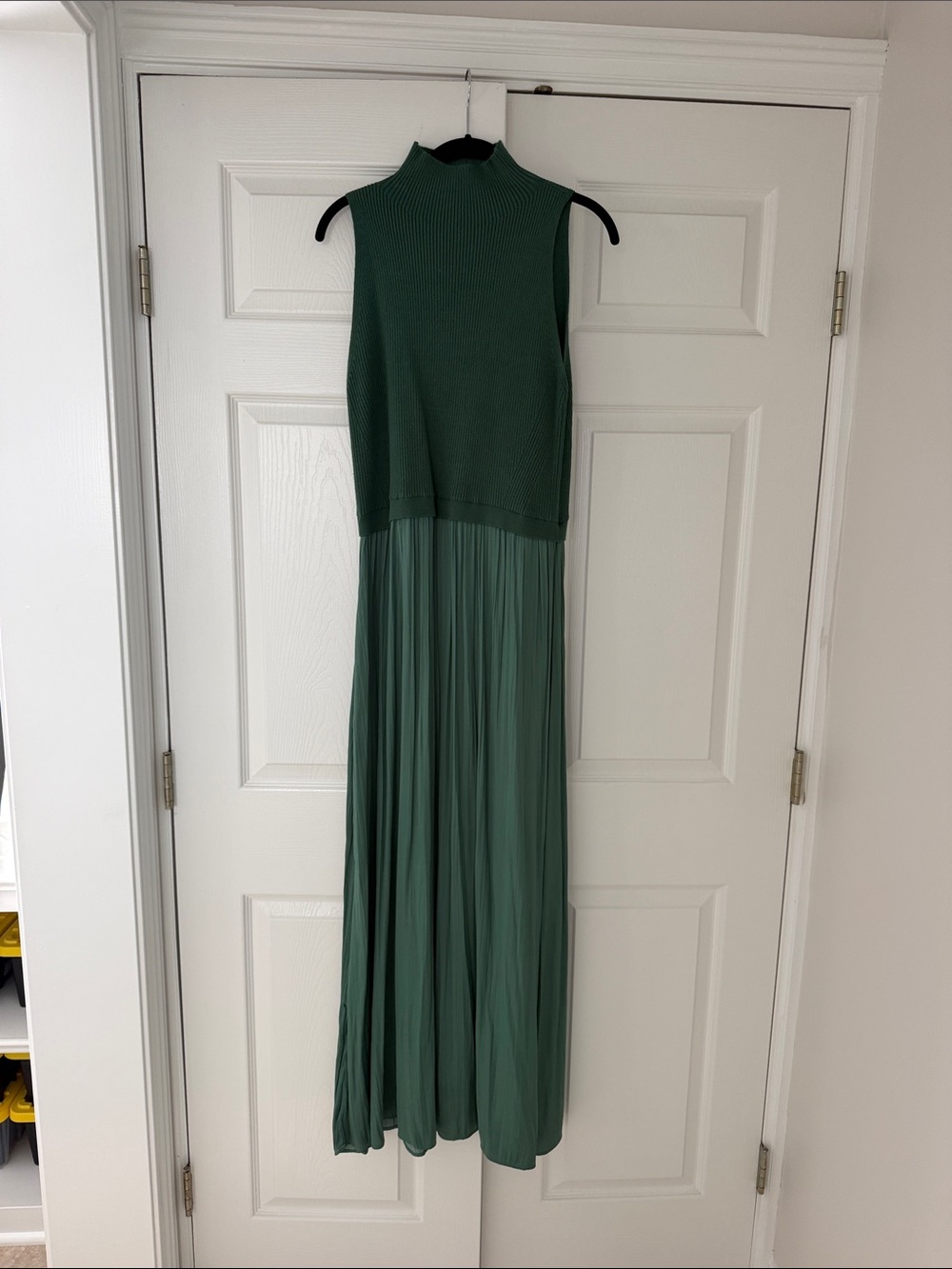 Anthropologie Sleeveless High-Neck Maxi Dress in Deep Green